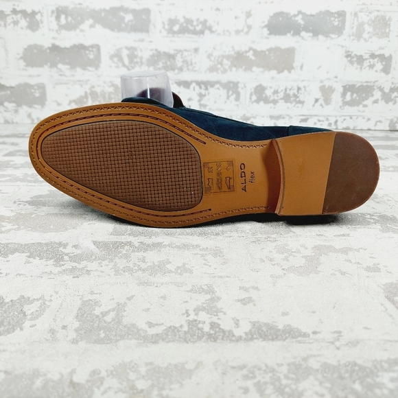 New Aldo Blue Leather Slip On Almond Toe Men\'s Loafers i981 main image 5